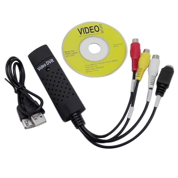 Musta USB 2.0 Videonäytönkaappauskortti PC-sovitin DVD DVR VHS