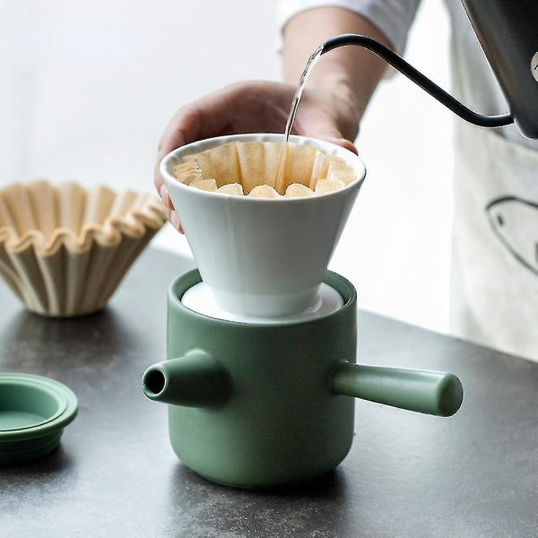 Keramisk japansk stil Husholdning Håndlaget kaffekanne Dryppfilter Keramisk kaffefilterkoppsett Hou