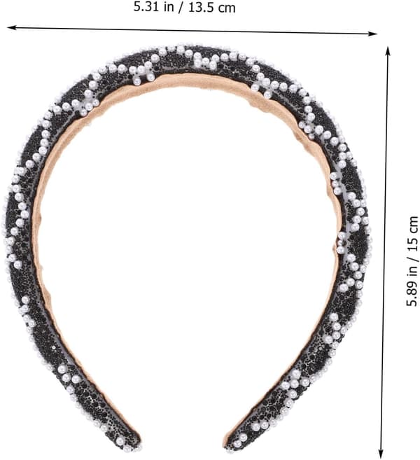 Glitrende Perle Hårbånd til Krøllet Tykt Hår Mode Hårbånd til Kvinder Bredt Rhinestone Hårbånd