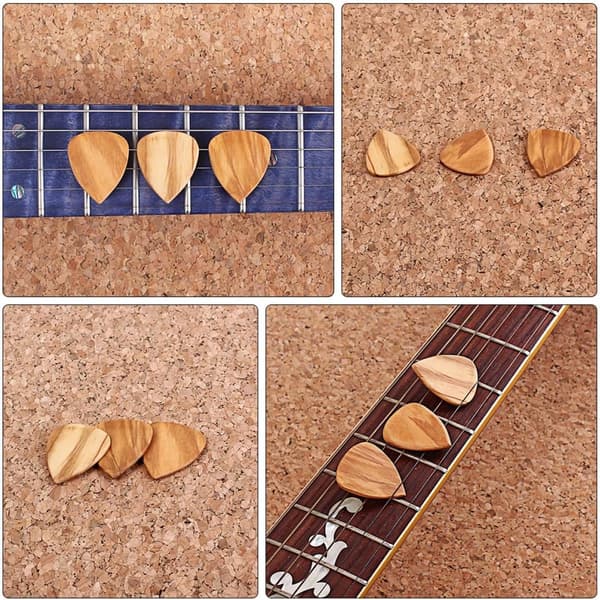 3 st ukulelesträngar i olivträ, bekväma att greppa, lätta trägitarrplektrum