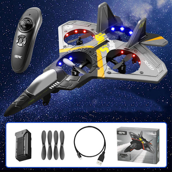 RC Jet Fighter Stunt Flygplan Leksak Anti-fall Smart Elektrisk RC Flygplan Med LED Utomhusleksaker För Barn Elektrisk RC Blue