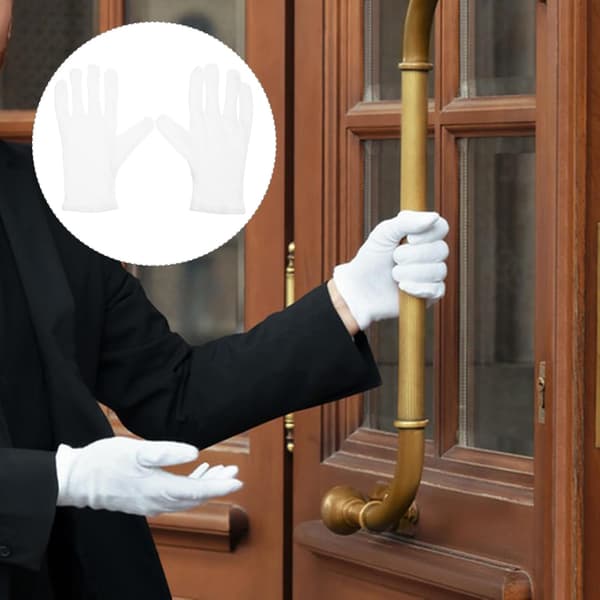 2 st vita arbetshandskar i bomull, halkfria trädgårdshandskar