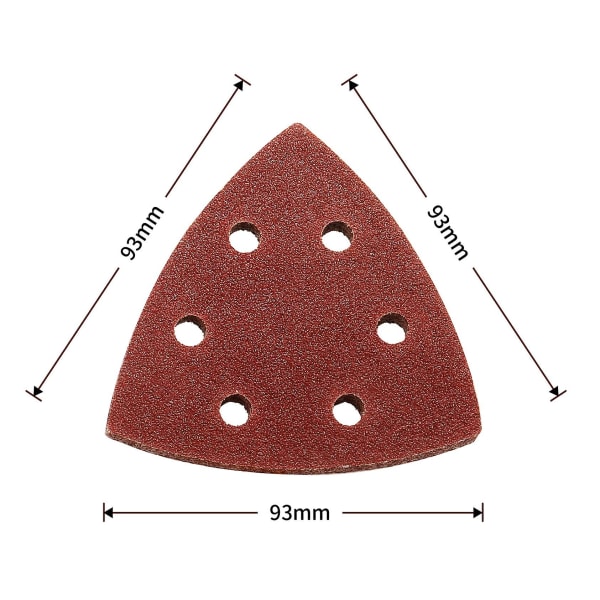 Trekantslibning Trekantsandpapir, 70 trekanter krog-og-løkke-sandpapir 6 huller