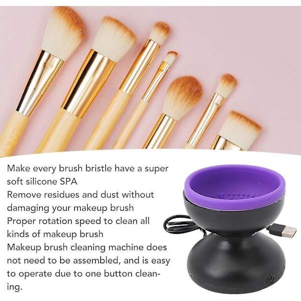Elektrisk Makeupbørste Rengøringsapparat, Silikon Abs Kosmetikbørste Rengøringsapparat Automatisk Roterende Rengøring Hurtig Tørring Universal Til Rejser Black Rose Red