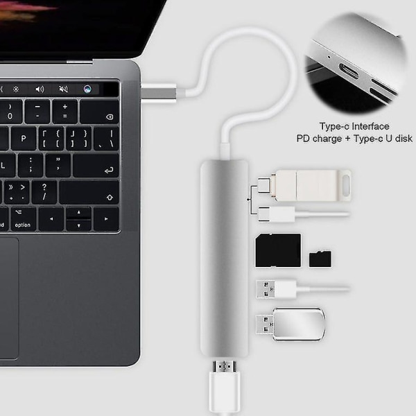 6-i-1 Type-C Hub Adapter 4K HDMI Udgangs Kortlæser