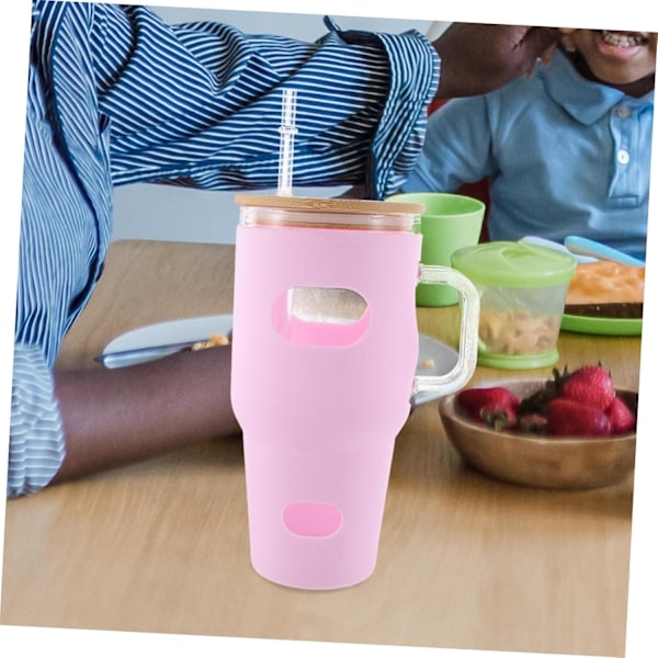 Stor Vattenkopp Isolerad 946ml Glas med Sugrör och Lock Värmebeständig