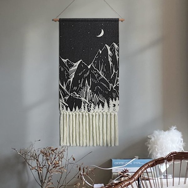 Vægophængt Tapestry Sort Boho