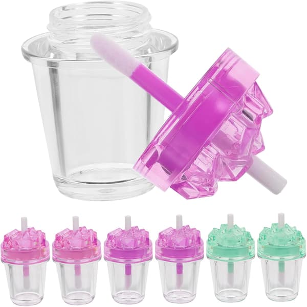 7 stk. påfyllbare lipgloss-tuber med applikatorstav, leppepomadebeholdere egnet