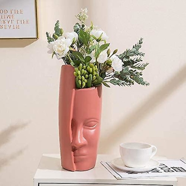 PE Blomvas, Abstrakt Kreativ Mänskligt Ansikte Display Rum Dekoration Skrivbords Prydnad För Hemmet