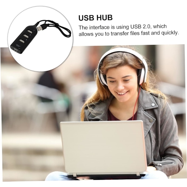 2 st USB 2.0 Hub Praktisk USB-delare 4-portars Expander för Bekvämlighet Hemma och på Kontoret
