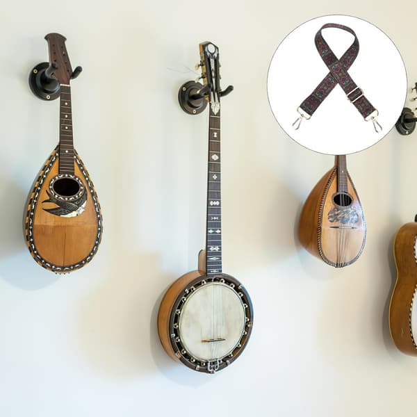 Banjo-stropp med blomstermønster, justerbar gitarstropp i polyestermateriale