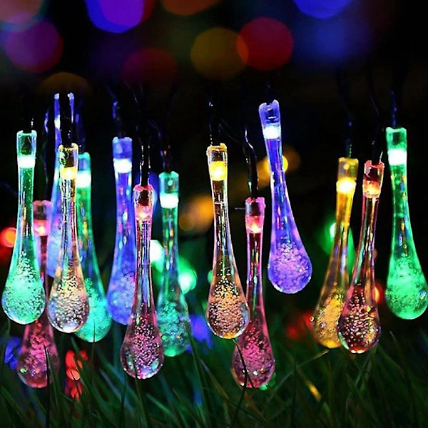 Solcellssträngljus Utomhus Droppformade Glödlampor Vattentäta Rgb Fairy