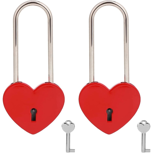 2 st Rött kärlekslås Hjärtformat lås Söta hänglås med nyckel till smyckeskrin