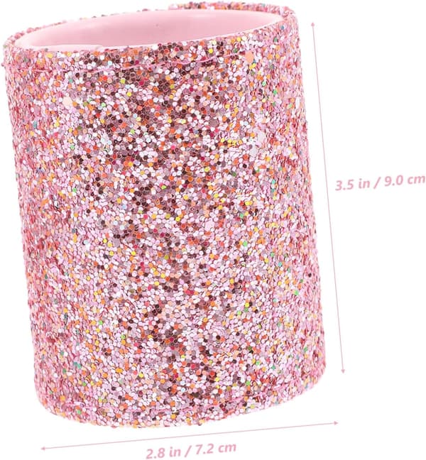 Glitter Bærbar Makeupbørste Organizer Etui Lille Pink Makeupbørste
