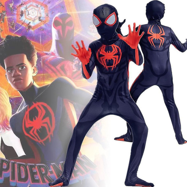 Spider-man: Across The Spider-verse Costume For Kids Morales Jumpsuit Fancy Up Perf 4-5 Years