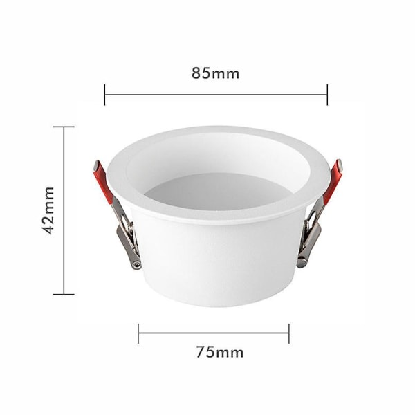 LED Nedfelt Taklampe Innendørs Anti-blending Hvit Farge I Aluminium 7W (Hvitt Lys 6000K)