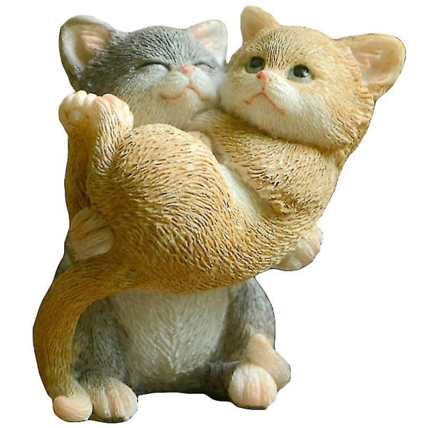 Miniatyr Fairy Garden Cat Figurine- Grow Up Kitty med tillgivenhet (1st, gul)