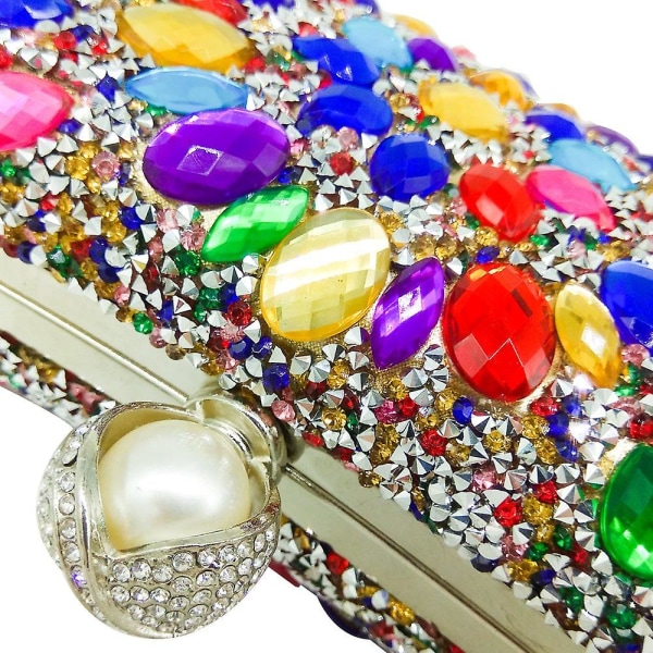 Flerfarvet perlelås kvinder krystal pung håndtasker bryllup clutch taske Golden | Fyndiq