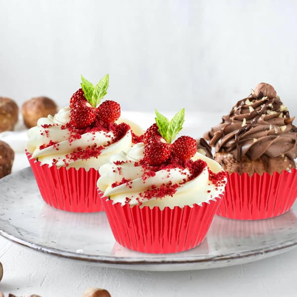100 st röda pappersmuffinsformar, muffinsformar, bakformar