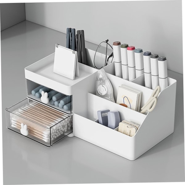 Kosmetikk Oppbevaringsboks Solid Pp Materiale Bordplate Organizer Skrivebord Skuff Oppbevaringsboks Hvit
