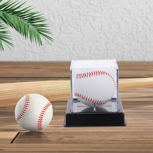 Akryl Baseball Display Case med Sort Base, Støvtæt Holder til Baseballs