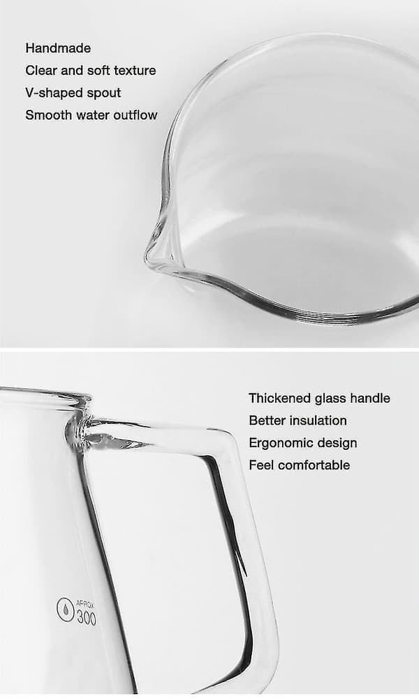Glasskaffe-server med vannstandsmarkering 360 ml