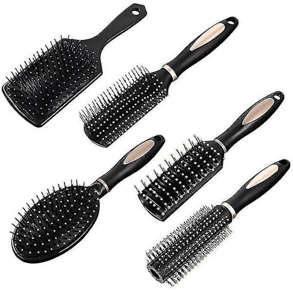 5-pack hårborste set - Avredande massage oval kam styling