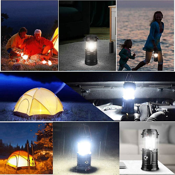 Genopladelig Bærbar Solcellelampe Campinglys Campinglanterne Genopladelig Pære Af Port Vandafvisende Teleskoplampe