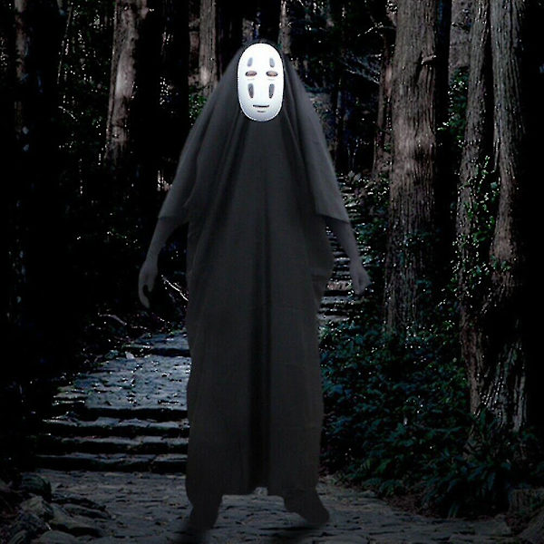 Spirited Away No Face Kaonashi Performance Kostume Fancy Up Outfit Kappe Maske Handsker Sæt M