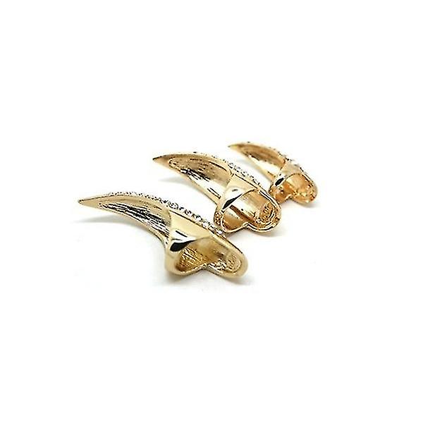 Punk Style Eagle Claw Ring Smykker False Nail Retro Clear Crystal Talon Finger Ring Knoke Bend Fingerspiss Claw (10 stk, gull)