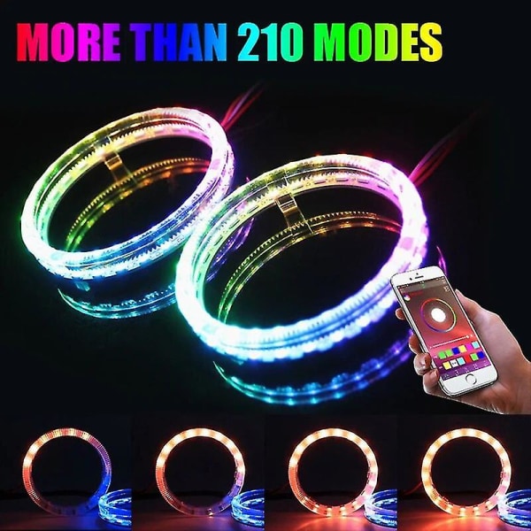 Niscarda Angel Eyes Multi-fargede RGB LED Halo-ringer Lys Dynamisk Sekvensiell Flytende Blinklys Kjøringslampe For Frontlys 80mm