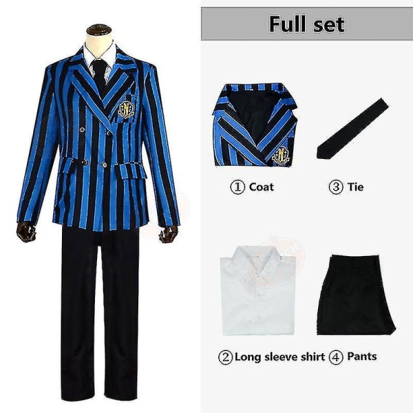 Wednesday Addams The Addams Family Nevermore Kostym Uniform Set Kvinnokläder M Style 1