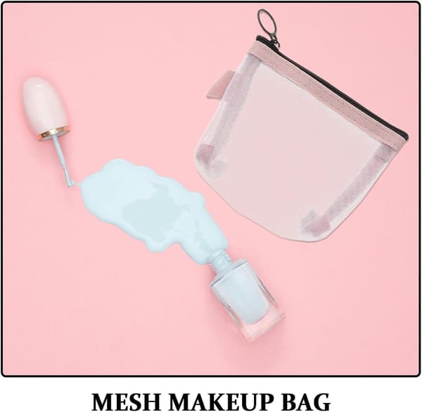 5 stk. Mini Mesh Kosmetik Opbevaringspose Netpose til Makeupbørster Læbestift Lille Penalhus Organizer til Håndtaske Pung