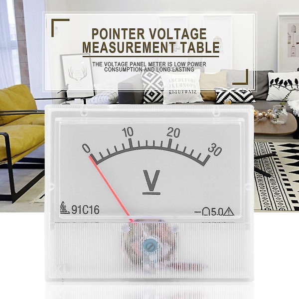 DC 0-30V Analog Kvadratisk Voltpanelmätare Voltmeter