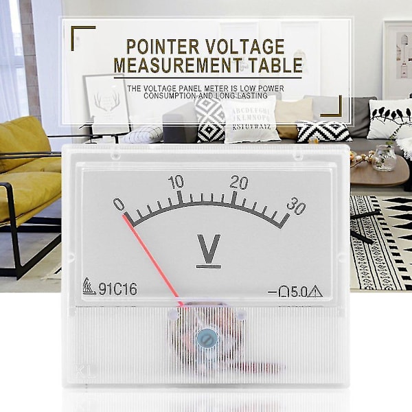 DC 0-30V Kvadratisk Analog Volt Panelmåler Voltmeter