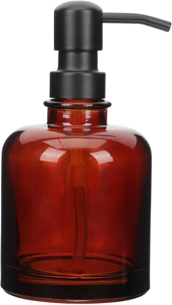12 uns Amber Glas Tvålpump Schampodispenserflaskor