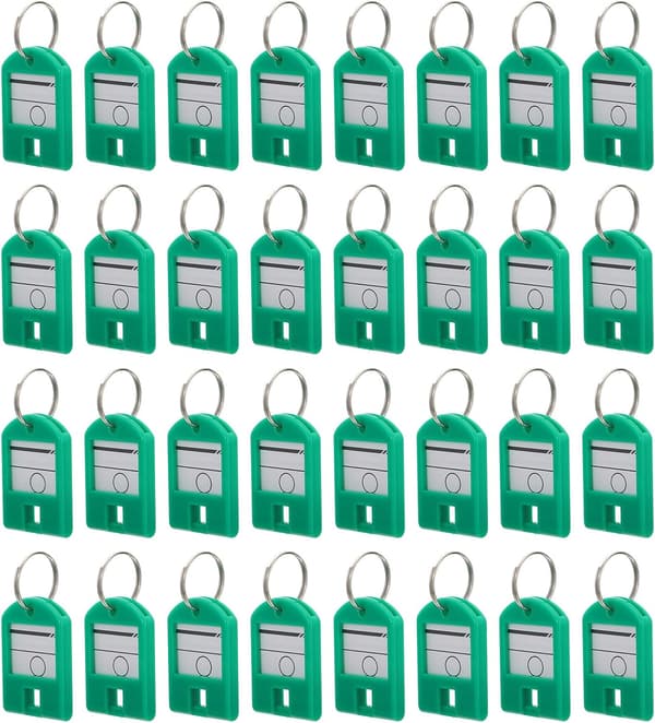 50 stk. nøglebrikker, plastik-ID-etiketter til bagage, splitringe, nøglefaner til administration
