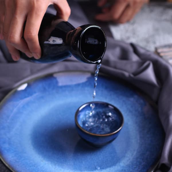 3 st japansk stil blå sakekoppar set keramiska vinkoppar unik design