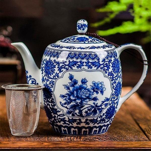 Blue White Porcelain Glaze Teapot Tea Maker Stainless