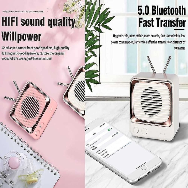 Retro Bluetooth högtalare, Vintage Bärbar Bluetooth högtalare Bärbar Fm Radio Mini-högtalare