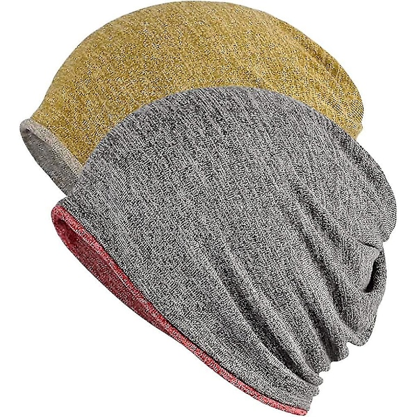 Hatt for menn og kvinner i bomull, avslappet beanie, myk og lett løpehatt, kort hatt for voksne, kjemisk hatt, avslappet hatt Red*yellow