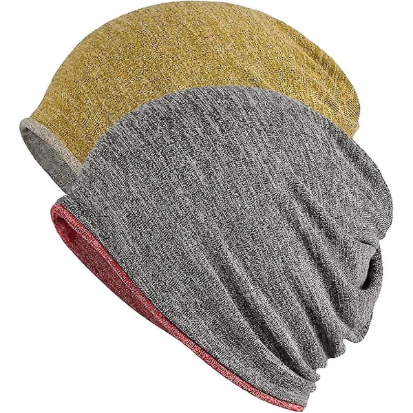 Män & Kvinnor Bomulls Casual Beanie Mjuk & Lätt Löpning Beanie Vuxen Kort Hatt Kemisk Hatt Casual Hatt Red*yellow