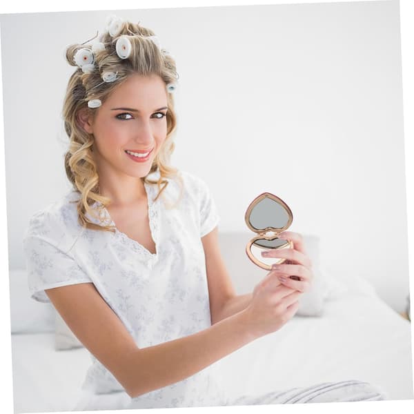 2 stk. Lille makeup-spejl hjerteformet bærbart rejsespejl
