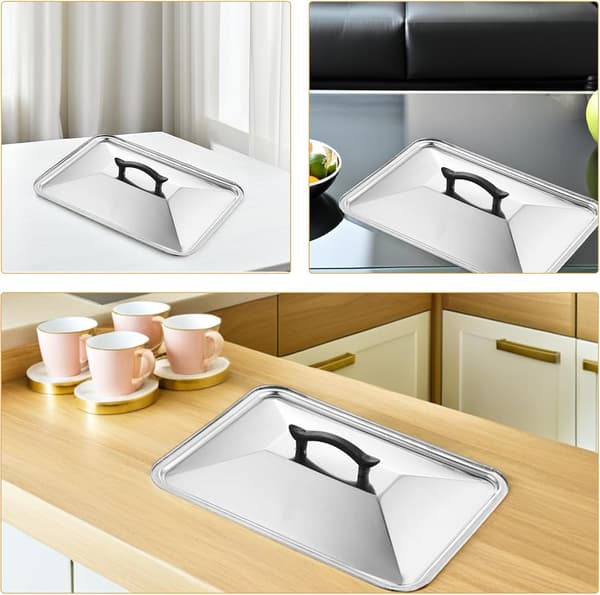 Rostfritt Stål Grytlock Skydd Anti-stänk Lock Silver Elegant Textur Enkel