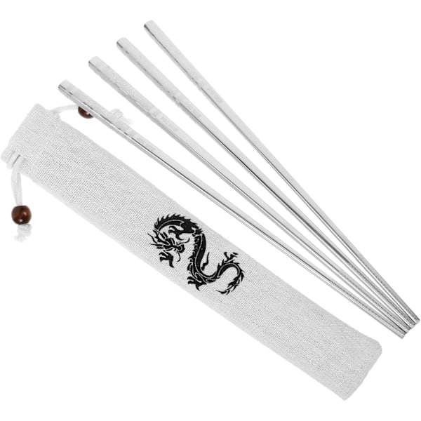 Elegante metallspisepinner med dragemønster, sett med lette og robuste spisepinner