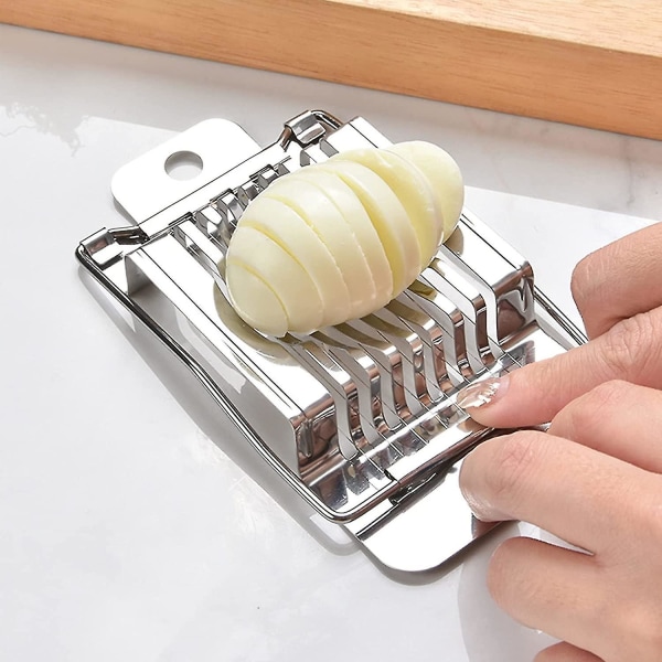 2 st Rostfritt Stål Ägg Slicer Hårdkokt Ägg Slicer Full Metall