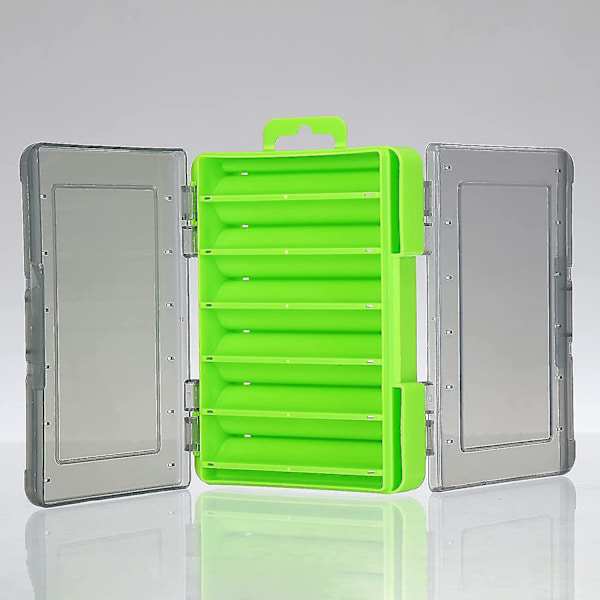 To-sidig Fiske-Lure Oppbevaringsboks Fiskeutstyr Beholder Organizer (grønn) (1 stk)