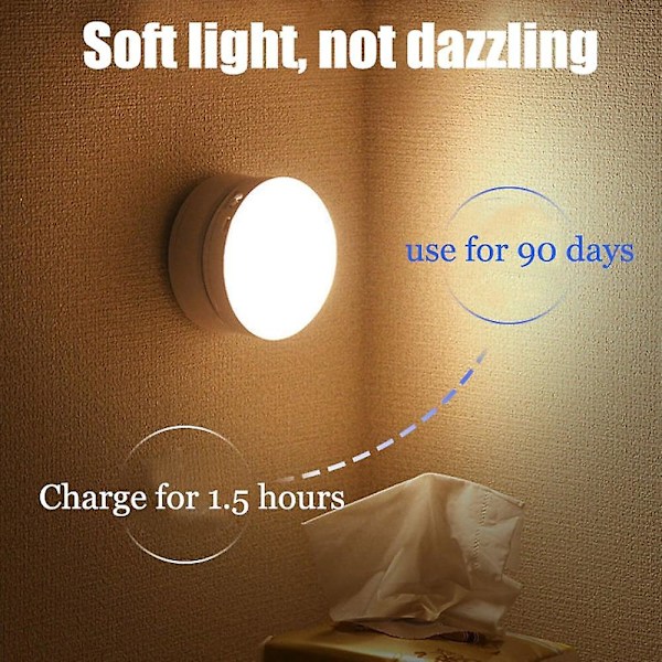 Sensor nattlys 6led PIR bevegelsesstyrt skap/garderobe/vegglys