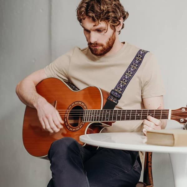 Bärbar Gitarr Basrem Justerbar Längd Kreativ Polyester Pu Läder
