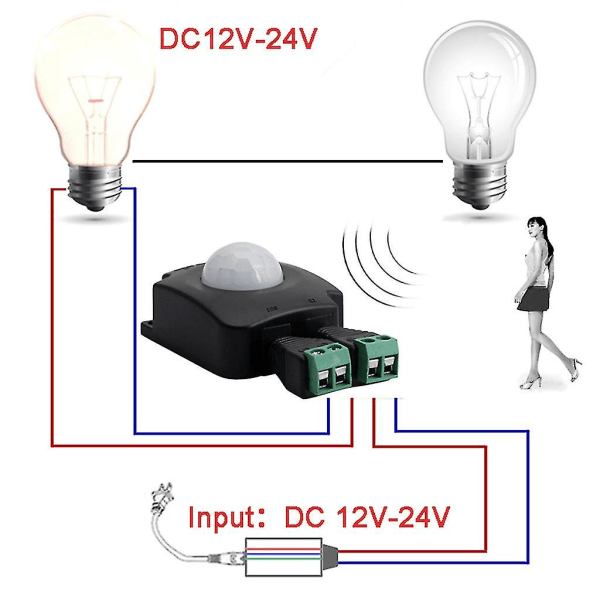 DC12V 10A LED-belysning Infrarød Induksjon Detektor LED Bevegelsessensor Bryter Black